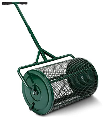 OSBELE Esparcidor de abono de 24 Pulgadas, esparcidor de turba, esparcidores de Fertilizantes con Mango Ajustable en Forma de T para Plantar y sembrar, esparcidor de Malla metálica Ligero y durader