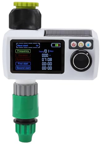 HURRISE Solar Sprinkler Timer, Water Timer for Garden Hose Faucet Timer, Solar Rain Sensing Automatic IP68 Waterproof Real Time Self Inspection Garden Irrigation Timer