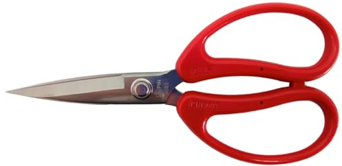 Tijeras Multiusos 19 cm, Tijeras de Corte para Papel, Telas, Color Rojo, de Acero Inoxidable