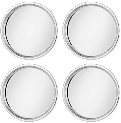 Ahimsa Stainless Steel Round Kids Plates, 9 in, Classic Silver, Set of 4