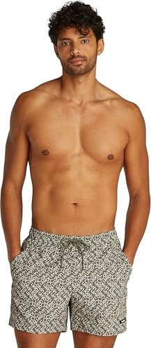 Calvin Klein Short de Bain pour Homme, Vert (Logo Zigzag Vert AOP), S