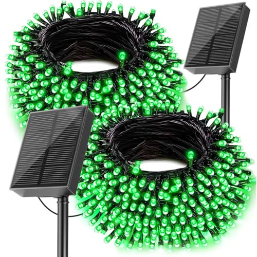 SOLARBABY 2 Pezzi Catena di Luci Solari per Esterni, Catena Luminosa Esterno Solare, 20M 200LED Luci Solari da Giardino 8 Modalità Luce Esterno Decorazioni per Giardino,Natale,Matrimonio-Verde