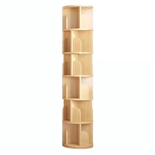Drehbares Bücherregal aus Holz, mehrlagiges Bücherregal, Regal für Schlafzimmer, Wohnzimmer, Arbeitszimmer, Büro, 6 Etagen (40 x 190 cm)