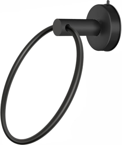 YUET Toallero con ventosa para baño, acero inoxidable SUS 304, toallero de mano montado en la pared para cocina y baños (negro)