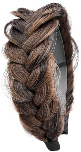 Haarreifen Geflochten,Hairband Braided Hairpiece,Geflochtenes Haarband,Damen Haarreif,Headband High Elasticity Braids Braided Hair Band Hairpiece for Girls Women (Braun, Normal)