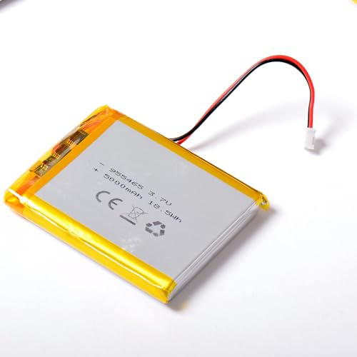 AFTERTECH 955465 5000 mAh 5 Ah 65 x 54 x 9,5 mm Cellule polymère de Lithium LI-POLIMER LIPO 3,7 V Rechargeable avec BMS et connecteur JST PHR 02 M4R1