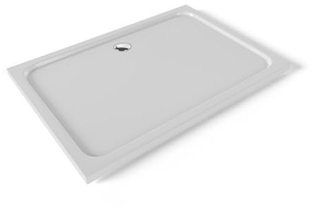 Piatto doccia acrilico 90 x 130 cm bianco - antiscivolo, antibatterico, consistenza liscia, include valvola e griglia | Moments of Glass
