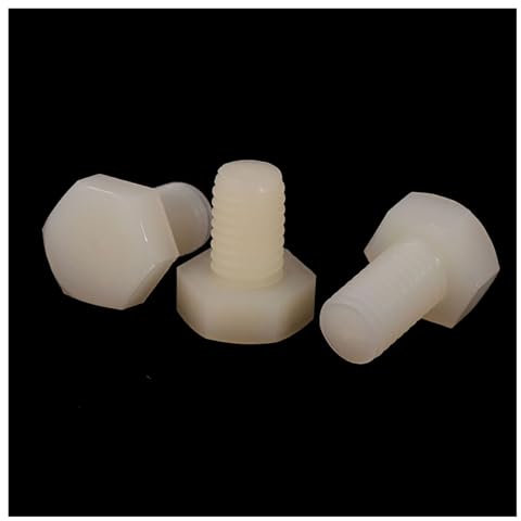 Haroar 10/20 Stück M6 weiße Nylon PA66 Sechskantschrauben mit Vollgewinde Sechskantschrauben DIN933 Gewindelänge 8 mm ~ 60 mm(20Pcs M6x15)