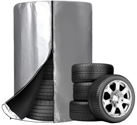 Xmart Copri Gomme Auto da Garage Universale Sacchi per Gomme Auto Antipolvere Sacchi Porta Pneumatici Argento Impermeabile Sacco per Pneumatici 210D Oxford per 4 Pneumatici 85 x 120 cm
