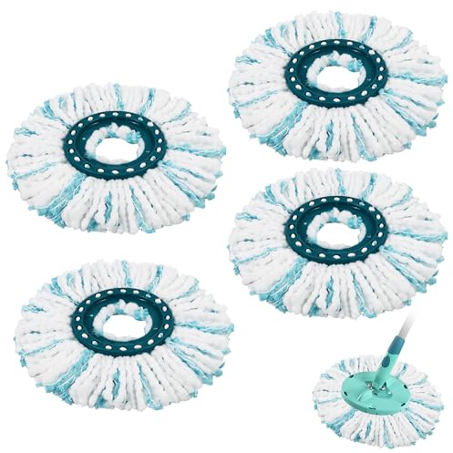4 Pièces pour Leifheit Serpillière Têtes de Rechange, Compatible pour Leifheit Clean Twist Disc Mop, Système à Fibres Balai pour Leifheit Franges de Remplacement, pour Tous Types de Sols Balai twist