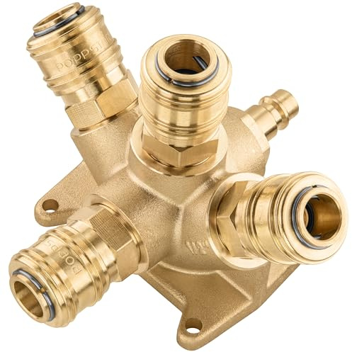 Poppstar Wanddose Druckluftverteiler für Wandmontage, 4-Fach (4x Schnellkupplung / 1x Stecker NW 7.2 G 1/2)