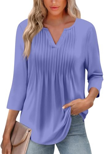 TOFOTL Maglie Donna Curvy Maniche Tre Quarti Bluse Eleganti Particolari Estate Colorate T-Shirt Donna Basic Scollo a V