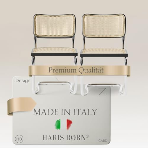 Haris Børn® Design Freischwinger Wiener Geflecht (2er Set) Schwarz – Handgefertigt in Italien - Hochwertige Rattan Stühle - Freischwinger Stühle in Rattan Stuhl Optik - 30 Tage risikofrei testen