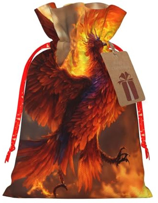 Bolsas de regalo con cordón de Navidad con estampado de fénix, saco festivo de Navidad, fiesta de cumpleaños, embalaje de regalo
