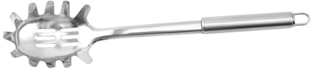Toyvian Cuillère à Spaghetti Inox avec Poignée Ergonomique Cuillère Service Perforée et Dentelée pour Pâtes Nouilles Œufs Ustensile Cuisine Polyvalent Compatible Casseroles Antiadhésives