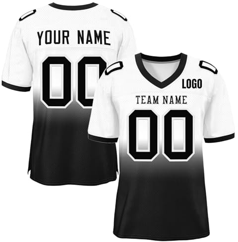 Maglia Football Americano Personalizzata con Nome e Numero – Uniforme da Pratica Traspirante per Uomo, Donna e Bambini – Taglie S-7XL Bianco