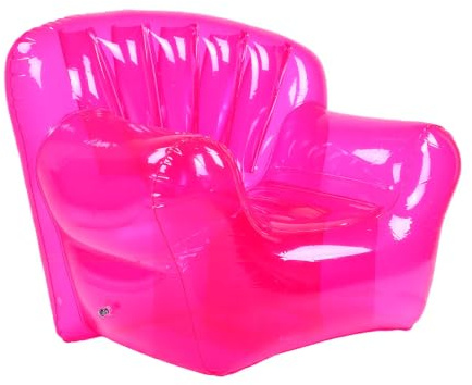 Generic PVC Transparent Uppblåsbar Soffa Stol (Röd) | Uppblåsbart soffor med ergonomiskt ryggstöd, vikbar bärbar loungestol för camping, strand, picknick, kontor, nappar och