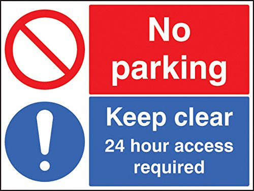 Caledonia Signs 13211Q Keep Clear 24 Hour Access Required No Parking Sign, Rigid Plastic, Q: 600 mm x 450 mm