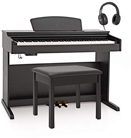 DP-10X Digital Piano by Gear4music & Piano Stool Pack, Matte Black