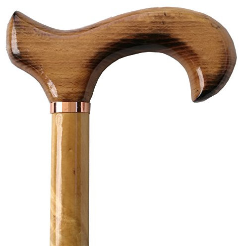 Gents Wooden Scorched Derby Cane with Collar Walking Stick with Natural Wood Stain 94cm (37) Height