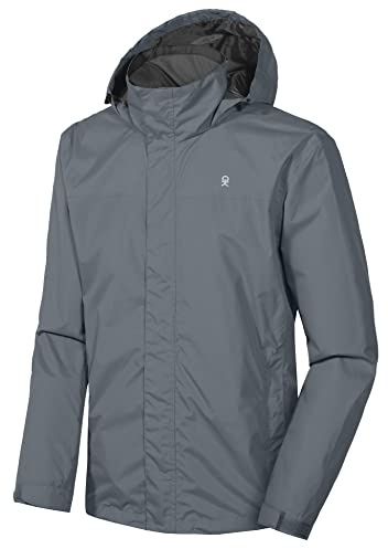 Little Donkey Andy Men's Waterproof Rain Jacket Outdoor Lightweight Rain Shell Coat for Hiking,Golf,Travel Gray Size XXL