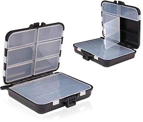 2 Pezzi Scatola Portaoggetti da Pesca,Scatola Porta Esche con Scomparti Individuali, Portatile Scatola Portaoggetti, Divisori Regolabili e Coperchi Separati, Accessori per la Pesca Professionale