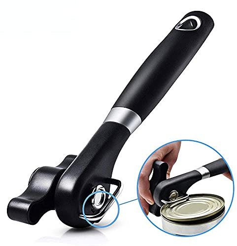 Can Opener Smooth Edge Manual, Can Opener Handheld, No Sharp Edges, Easy Turn Knob & Comfortable Non-slip Handle, Safe Side Cut Can Opener for Seniors