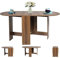 RELAX4LIFE Table Extensible Salle à Manger pour 4-7 Personnes, Table Ronde Pliante Cuisine Style Moderne avec 2 Rallonges en Panneaux de Particules, Gain de Place, 45-163 x 80 x75 cm