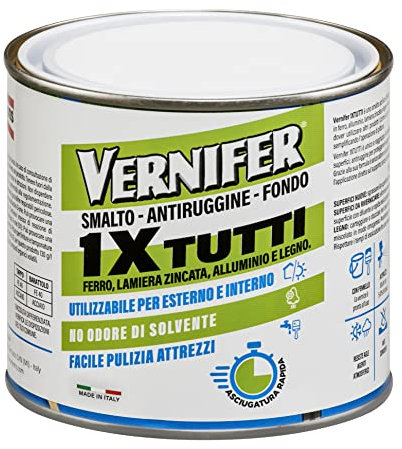 AREXONS | Vernifer 1 x Tutti, Smalto Acrilico Pronto all'uso 500 ml, Smalto Antiruggine, Senza Odore, non Necessita Fondo, Colore Bianco Satinato 4603