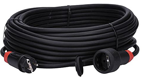 Voxura Schuko Gummi-Verlängerungskabel Schuko-Stecker-Kupplung Adapter Außenbereich Stromkabel Garten Baustelle Industrie Märkte 3-polig 230V H07RN-F 3x2,5 16/3 16A IP54 25m