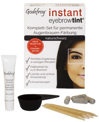 Godefroy Instant Eyebrow Tint, Augenbrauenfarbe EU-Rezeptur, Färbeset Naturschwarz, 1-er Pack (1x 4 Stück)