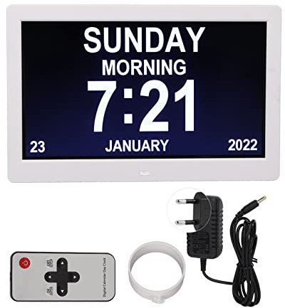 Cornice Fotografica Digitale da 10 Pollici, Cornice Video Digitale 1024x600 Sveglia LCD, Telecomando Cornice Intelligente 100‑240 V per la Casa