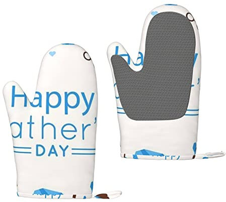 Hitzebeständige Silikon-Ofenhandschuhe, 2 Stück, für Vatertag, Liebe, Papa, Küche, rutschfest, 1 Paar für Backen, Kochen, Grill, 1 Paar