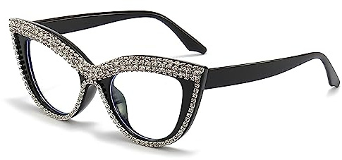 LJCZKA Occhiali Anti Luce Blu Occhi Gatto Forma Diamante Donna, Montatura Occhiali da Vista Donna Vintage Occhio di Gatto Anti Eyestrain