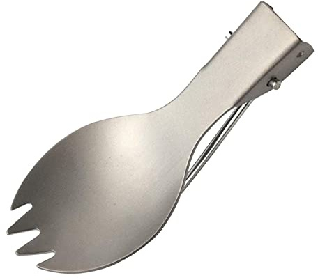 Hamil Titanium Camping Spork | Titanium Spork Spoon Fork with Folding Handle | Folding Handle for Camping Backpacking Hiking Fishing Or Other Outdoor Activities