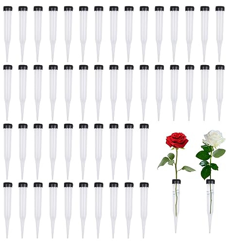 50 Stück Blumenröhrchen aus Kunststoff, wiederverwendbar, Reagenzgläser aus transparentem Kunststoff, Wasserröhrchen für Blumen mit Stopfen für Pflanzen, Blumenarrangements