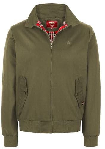 Merc of London Blouson Harrington Avec doublure en Tartan Chaqueta, Olive, XL para Hombre