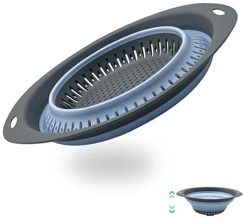 Passoire Pliable en Silicone pour Cuisine - Pâtes, Évier, Lavabo - Panier de Vidange Elliptique