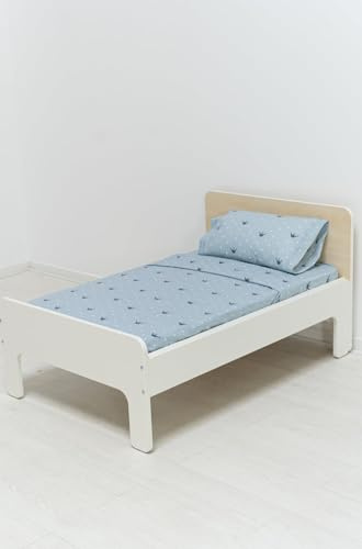 Juego Sábanas Infantil Estampado Coronas Azul - Cama 70x160