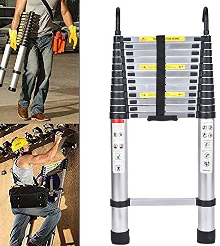 5M Telescoping Ladder with Detachable Hook Aluminum Heavy Duty Extendable Foldable Multi Purpose Ladder 16.5FT