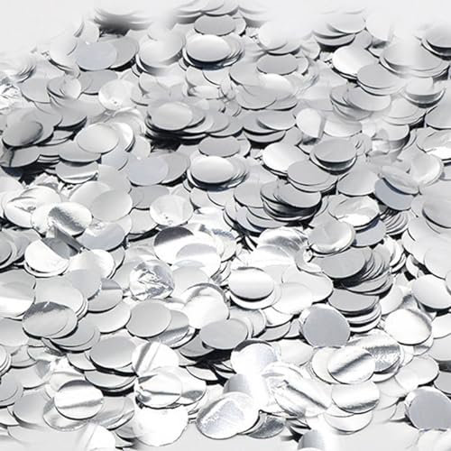 CC wonderland zone 100g Konfetti Rund Silber(Φ1.5cm),Tischkonfetti Metallic Silber für Party Hochzeit Dekoration