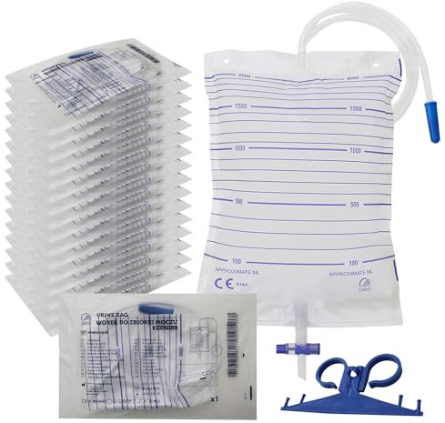 ZARYS® 30 Poches à urine stérilisées de 2 litres avec anti-retour et robinet de vidange en croix (Lot de 30 poches)