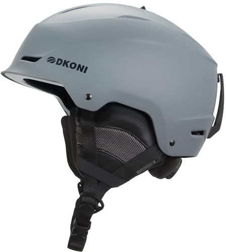 Skidhjälm, snowboardhjälm för män och kvinnor, trestegs justerbart ventilationssystem, hållbart PC-skal, snösporthjälm för vuxna, ungdomar och barn (grå, Large: 58-62 cm (22,5-24,5 tum)