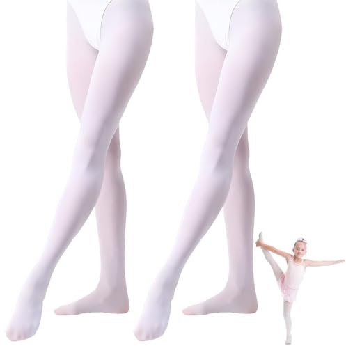 2 Stück Ballettkleidung Mädchen 5-9 Jahre Alt, Weiße Strumpfhose Damen Tanzstrumpfhose Damen Ist, Ballettstrumpfhose Mädchen, Balette Kleidung Mädchen Für Höhen Von 90-135 Zentimetern