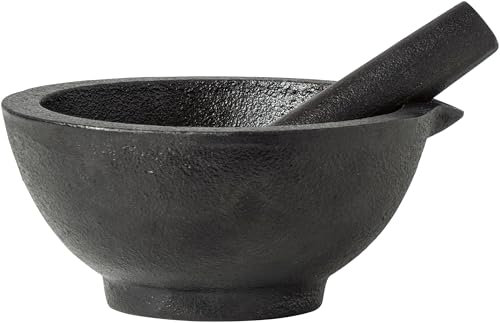 JADE TEMPLE 17404 - Mortero con mazo de hierro fundido, color negro