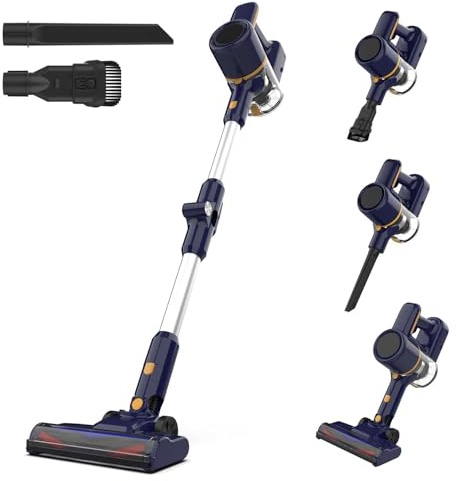 Generico Aspirapolvere Senza Fili, Scopa Elettrica Senza Fili 20KPa, Luce LED, 6 in 1 Aspirapolvere Potente, Autonomia 40Min, Pavimenti Tappeto Peli di Animali Domestici