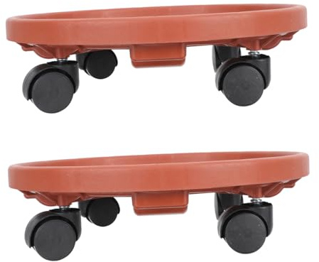 Milisten Soporte para Macetas Ruedas 2 Piezas De Plástico 33 Cm Rojo Ladrillo para Hogar y Oficina Base Móvil Resistente y Reutilizable