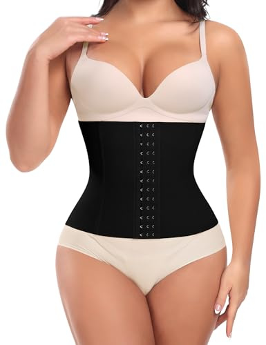 Werena Women Waist Trainer Corset Shapewear Cincher (24.5CM,Black,M)