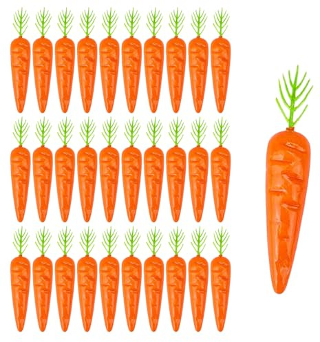CloudWei SmartSelect 30 Pcs Artificial Mini Carrots Foam Carrot Ornament Fake Fruit Decoration for Home Kitchen DIY Crafts
