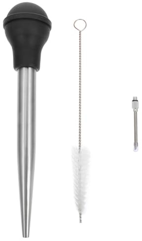 Hemobllo Stainless Steel Turkey Injector with Silicone Oil Tube Bbq Sauce Injector for Grilling and Roasting Black Single Needle Spice Injecting Tool for Kitchen and Barbecue